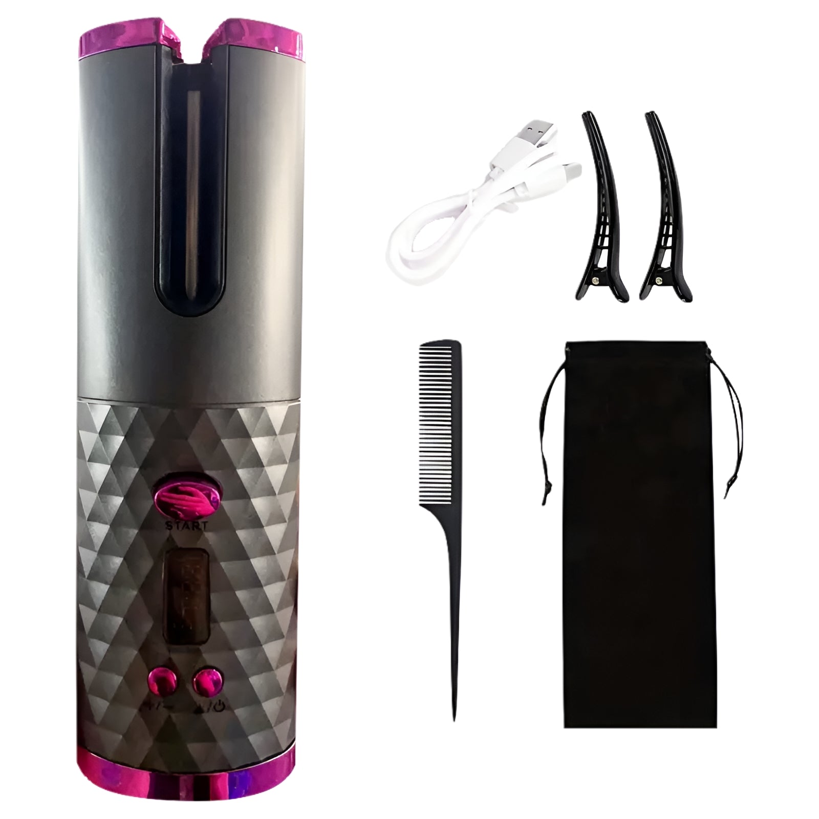 Curlwhirl Portable Hair Curler, Auto Hair Curler, Automatic Ceramic Rotating Wireless Auto Curling Iron Wand, Portable USB Rechargeable Spinning Curling Iron Spin N Curl for Hair Styling