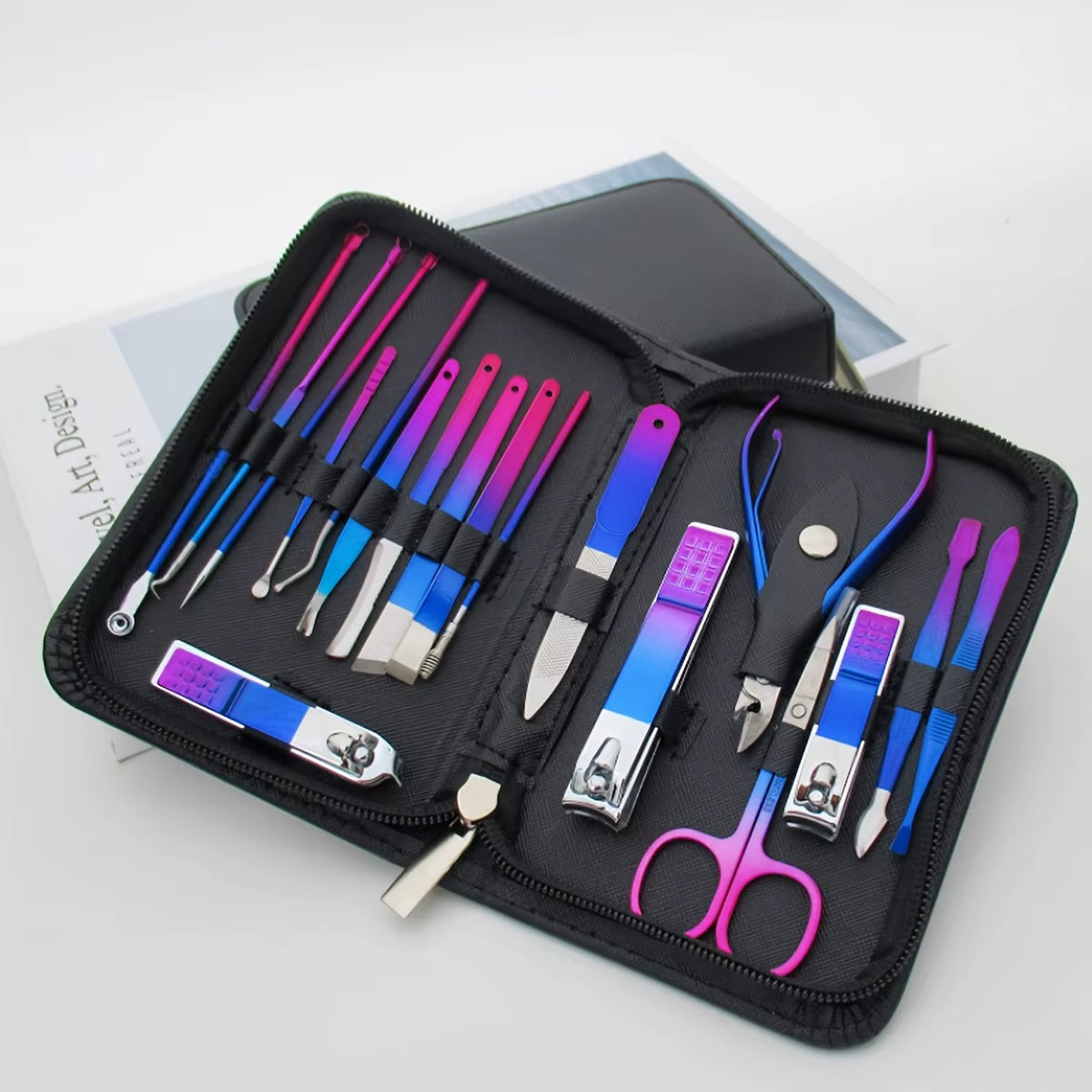 9-18Pcs Set Professional Stainless Steel Manicure & Pedicure Kit Precision Nail Care with Travel Case with Nail Clipper Scissor