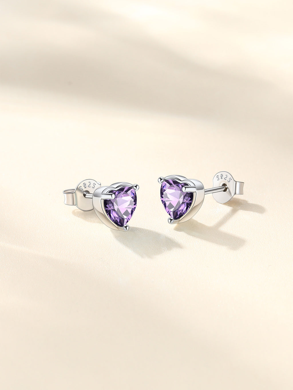 Silver Earrings for Women 925 Sterling Silver Heart Birthstone Stud Earrings Birthday Jewelry Gift