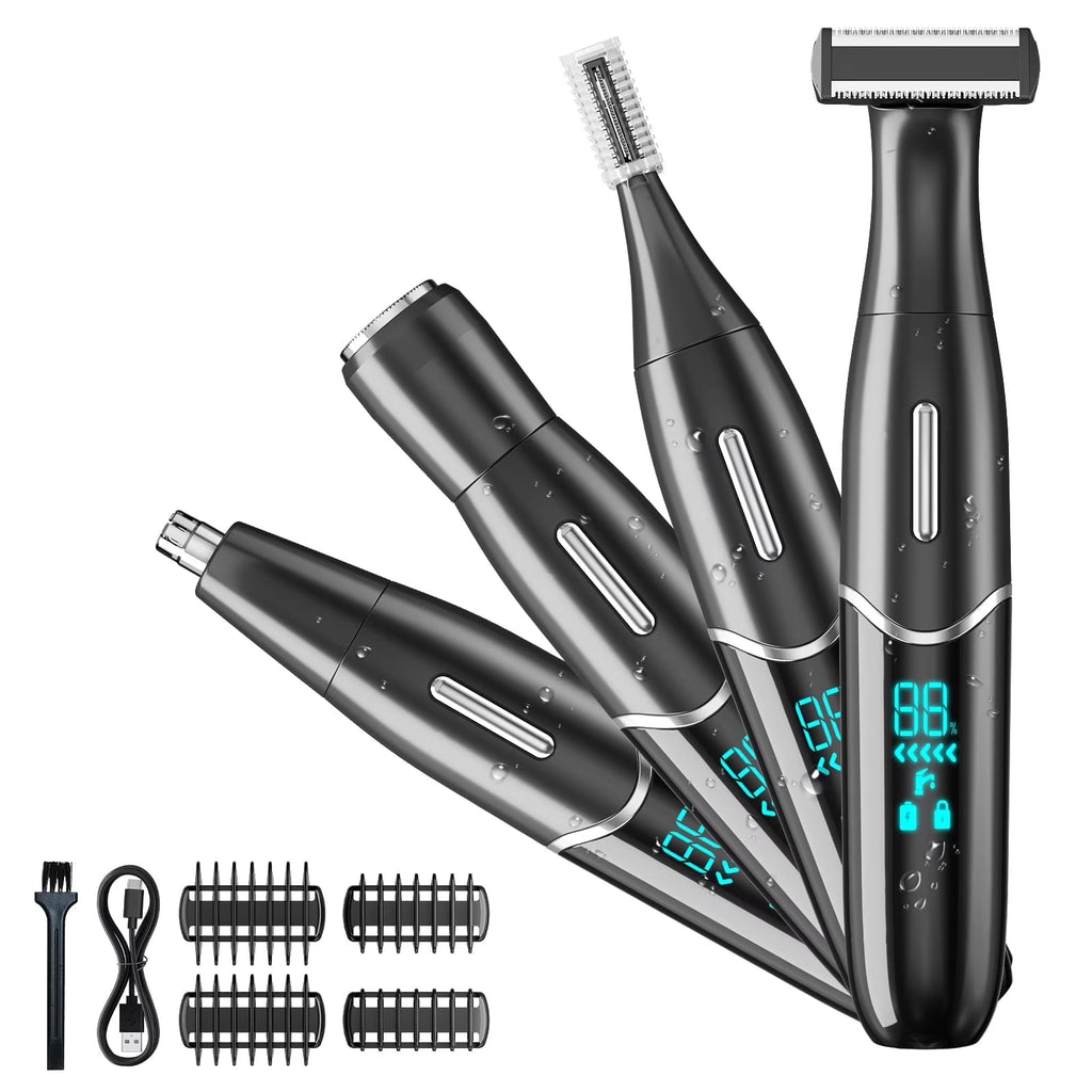 Electric Shaver for Women, 4-In-1 Electric Razor, Painless Shaver Bikini Trimmer, Rechargeable Pubic Hair Removal W/ LCD Display for Eyebrow Face Body Armpit Legs Bikini Area Underarms