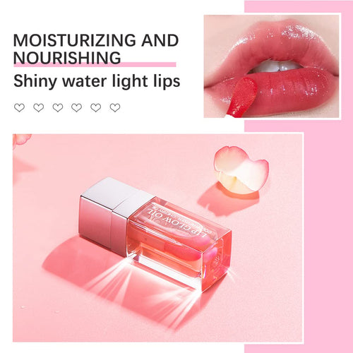 3 Colors Tinted Plumping Lip Oil Gloss Set, Fat Lip Oil Drip Lip Glow Oil,Ultra-Hydrating & Nourishing Lip Care Lip Tint, Smooth Glossy Shiny Transparent Lip Gloss Plumping Lip Care(Set A)