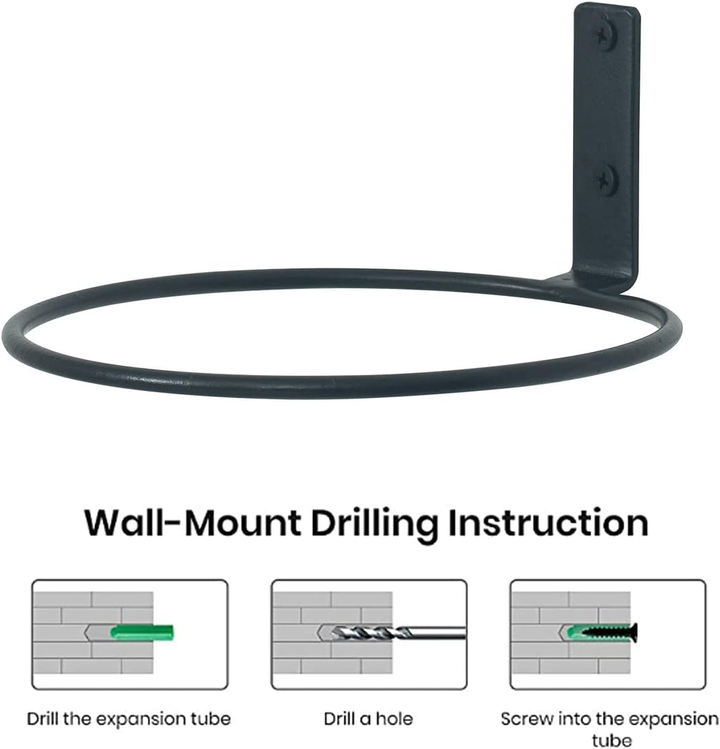 6 Inch Flower Plant Holder Ring Wall Mounted Metal Plant Pot Hanger, Set of 6 Pot Ring Plant Wall Hanger, Planter Bracket, Iron Black