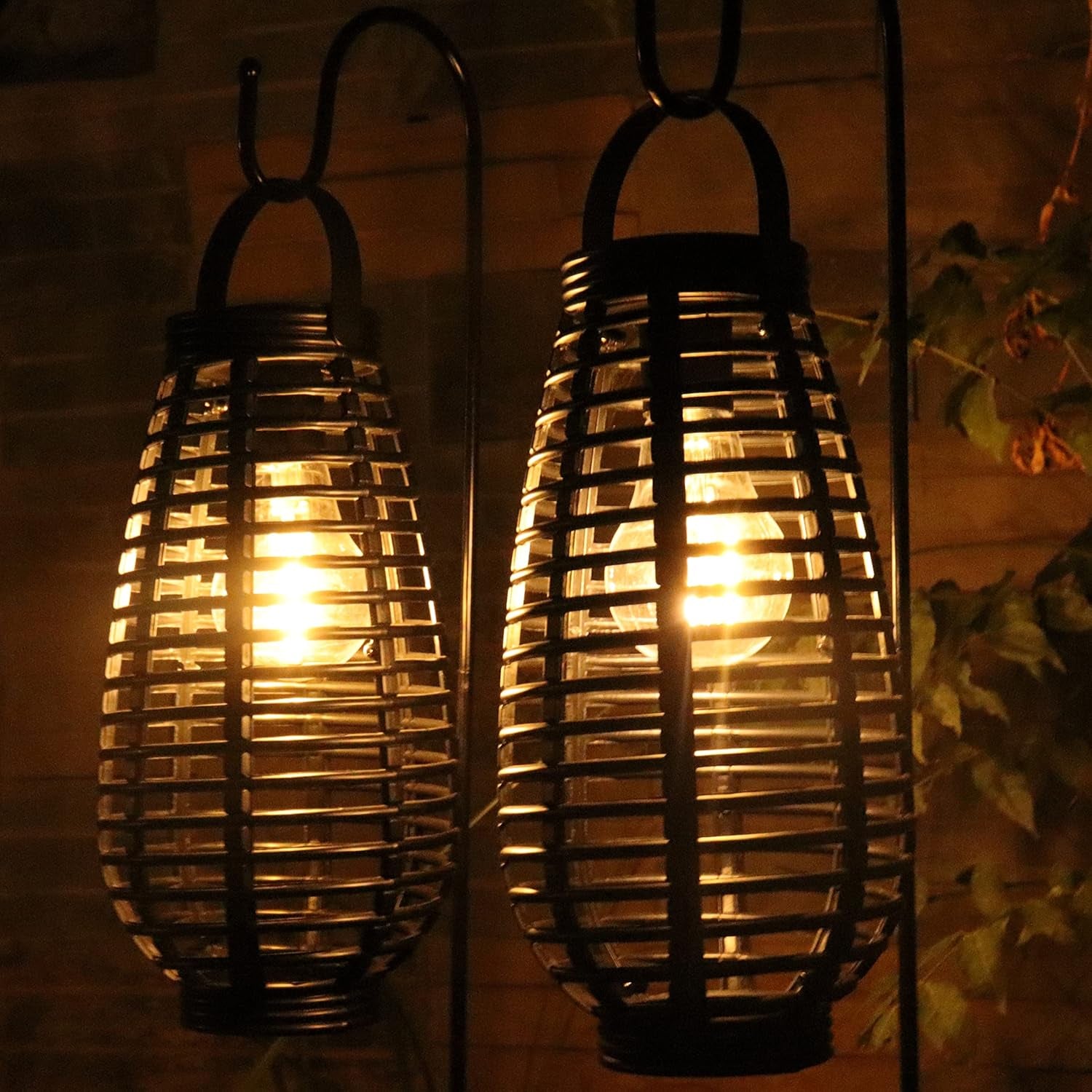 2 Pack Solar Garden Lights - Black, Waterproof, LED, Hanging Mount, 5W, IP44