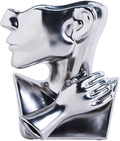 Silver Ceramic Vase Decoration Human Face Abstract Sculpture Modern Vase Ideal Gift for Friends, Family, Wedding or Home Decoration