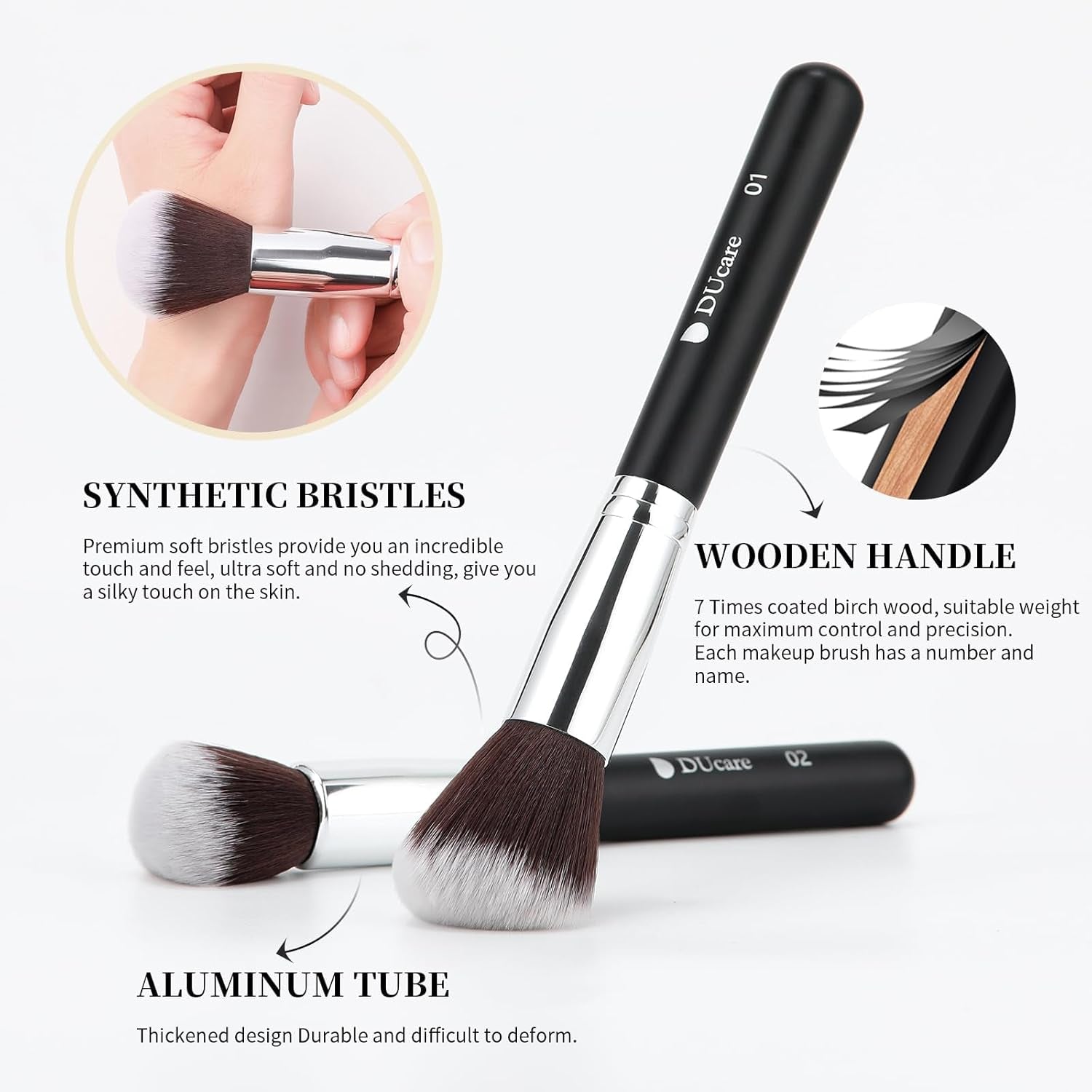 Makeup Brushes with Bag,15Pcs Christmas Makeup Brush Set Travel Kabuki Foundation Blending Blush Eyeliner Shadow Brow Concealer Brushes Kit