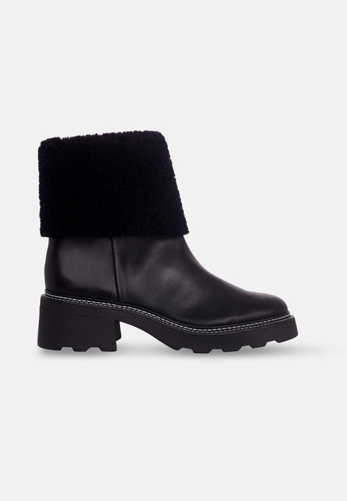 Black Leather Ankle Boots Andira – Women’s Block Heel Boots with