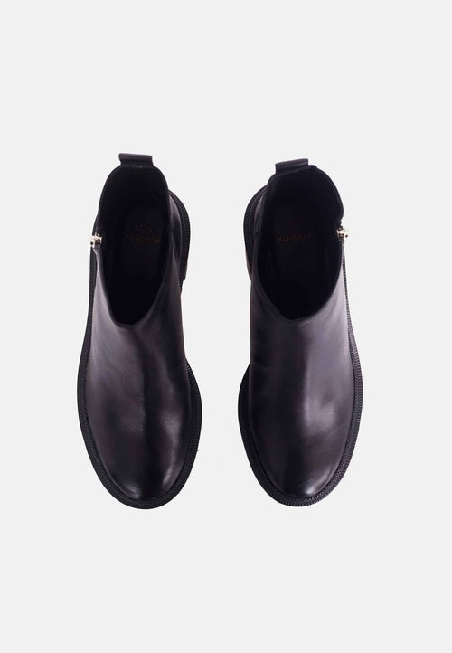 Black Goat Leather Ankle Boots Sophora – Women’s Round-Toe Block Heel